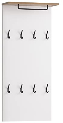 Schildmeyer Jelda Hakenpaneel 154711, matt weiß/Eiche Landhaus Dekor,50 x 19,9 x 110,6 cm