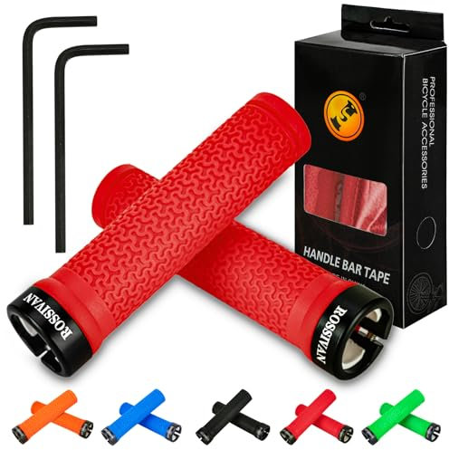 Rossivan Professional Bike Handlebar Grips,Mountain Bike Grips with Soft and Comfortable Anti-slip Rubber,Single Lock-on MTB Grips- Conquer Every Ride