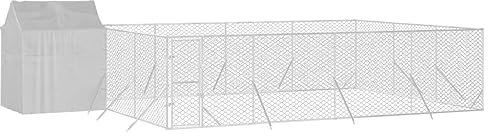 vidaXL Chenil d'extérieur pour Chiens avec Toit argenté 10x6x2,5 m, chenil pour Chiens, Cage pour Chiens, Cage pour Animaux de Compagnie, Niche