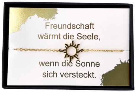 NataschaWoge® GESCHENK Sonne beste feines Freundin Armband Freundschaftsarmband Freundschaft gold silber spiritueller Schmuck Sun Hollow Geburtstag Armkettchen Geschenkidee (Gold)