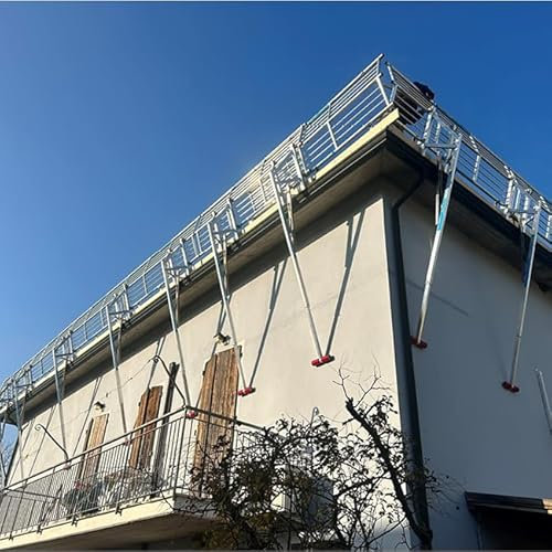GSG Dachrandsicherung [33 Meter lang] Aluminium Dachgeländer - Schrägdachsicherung - Dacharbeitsgeländer - Baugerüst - Stabiles Arbeitsgerüst & Alu Gerüst - Leitergerüst
