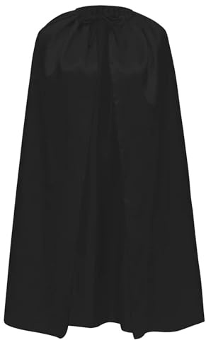 Carnavalife Capa Superheroe Superheroina para Adolescente y Adulto Hombre Mujer Satin con Brillo Super-man Bat-man Flash (Capa Satin Negro, S/90CM)