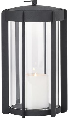 Zone Denmark Laterne Schwarz Metall, Kerzenlaterne, Gartenlaterne, Laterne für Draußen, Durchm. 15,3 cm, Höhe 25 cm, Schwarz