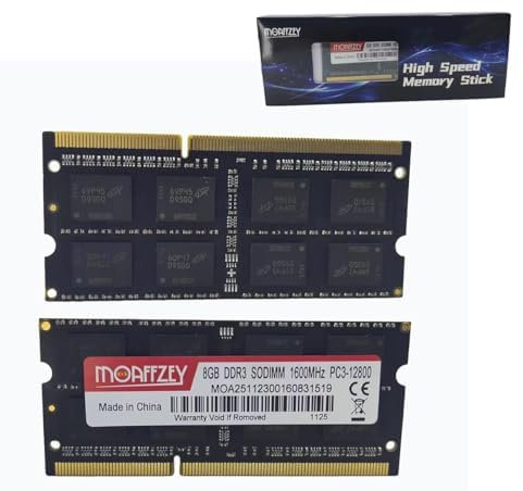 Moaffzey Memoria RAM DDR3 de 1600 MHz, 8 GB (2 x 4 GB) 1,35 V CL11 DDR3L SODIMM (PC3-12800), memoria de computadora, módulos de memoria RAM para portátil
