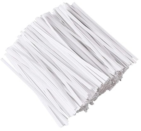 TYGFRT 200 Pieces of White Kraft Paper Ties, Solid Color Ties, Bread Ties, Candy Ties, Cake Ties, Bag Ties, Sandwich Bag Ties, Freezer Bag Ties, Food Bag Ties (0.4 * 12cm)