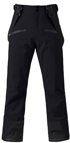 HOUZONIY Skihose für Damen, Thermo Snowboardhose, Outdoorhose für Damen, Verstellbarer Bund, mit abnehmbaren Hosenträgern, Skibekleidung(Schwarz S)