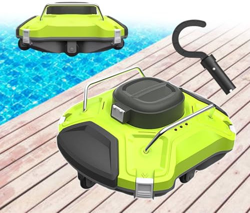 pealiritansemen Robot Pulitore per Piscine Senza Fili, Aspirapolvere Automatico per Piscine Senza Fili Ricaricabile con Autonomia di 120 Minuti, Batteria da 5000 mAh, Indicatore LED