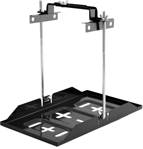 Batteriehalter Auto Batterieträger Verstellbar Autobatterie Halterung | Universal Metall Batterie Haltefach Kit - 27cm bolzen mit 34.2 x 20cm Batteriefach für Auto Marine Wohnmobil
