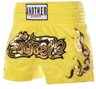 Linjinx Enfant Garçon Short de Combat Muay Thaï Short Boxe Thaï Pantalon Court MMA Kick Boxing Fitness Grappling Arts Martiaux Shorts d'Entraînement 5-16 Ans Jaune 13-14 Ans