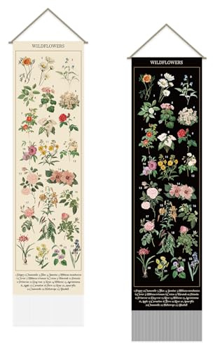 SUPERDANT Tapiz con ilustraciones florales 23 estilo tapiz de pared con flores manta de pared tapiz largo tapiz largo paquete de 2 para salón dormitorio decoración