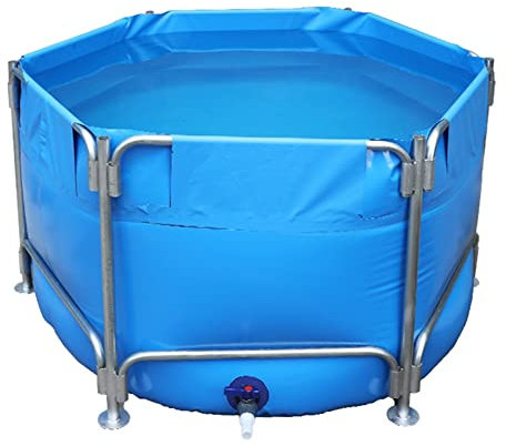 Oberirdischer, runder Fischteich aus Segeltuch, Aquarium-Poolteich mit Ständer-Upgrade, großer Wassertank, Familienpool im Freien mit Ablassventil, einfache Entwässerung für die Aquakultur (