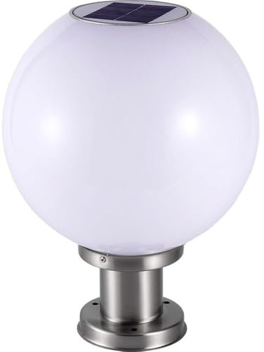 Außenbereich Pfostenleuchten Soalr Pfostenkappenlampe, weiße Kugelform, Solar-Säulenleuchten mit Fernbedienung, wasserdichte Acryl-Pfostenlampe, runde Kugel-LED-Säulenkopfleuchte for flache Oberfläche