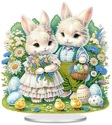 Jenshhch Diamond Painting Ostern: Hase Deko, Diamond Painting Erwachsene, Osterhase Figuren, Ostern Bilder, Deko Frühling, Diamant Malerei für Ostergeschenke