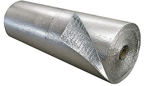 Aluminiumblasen-Isolierfolie, wasserdichtes Alumi Aluminiumfolien-Isolierschutzfolie Doppelblasen-Thermofolie Wärmereflektierende Folie Dampfsperre for Dachbodenwände, Dächer, Böden, Dachböden, Hausve