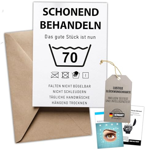 Kackspecht Lustige Geburtstagskarte 70. Geburtstag Karte mit Umschlag inkl. Intelligenztest | Schonend Behandeln | Witzige | Hochwertiger Druck – Originelle Geschenkidee für Männer & Frauen