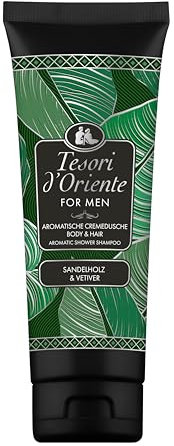 Tesori d'Oriente Crema doccia Body & Hair 'Vetiver & Sandalo' | Per uomo | Doccia in crema aromatica per la cura del corpo e dei capelli | Rituale per corpo e sensi | 250 ml