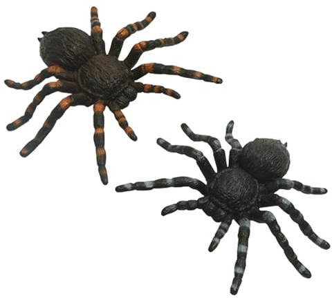 CHUNLINLAODA Spinnen Halloween 2 Pcs Halloween Deko Spinne Halloween Streich Requisiten Realistische Kunststoff Spinnen Zoo Spielzeug Halloween Party Dekorations Deko für Geburtstag (Schwarz 1)