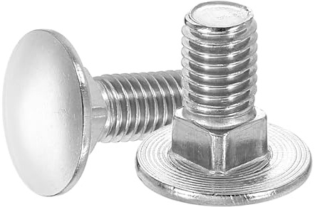 sourcing map 10Pcs Carriage Bolts, M10 x 25mm Stainless Steel 18-8 (304) Round Head Square Neck Screws Bolt Screw for Fastening Accessories - Silver