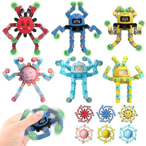 SPHERETRON 6 Stück Robot Spielzeug DIY Transformierbar Sensorische Spielzeug für ADHS Angst Autismus,Geburtstag Geschenk für Teenager Junge & Mädchen Party Gunst
