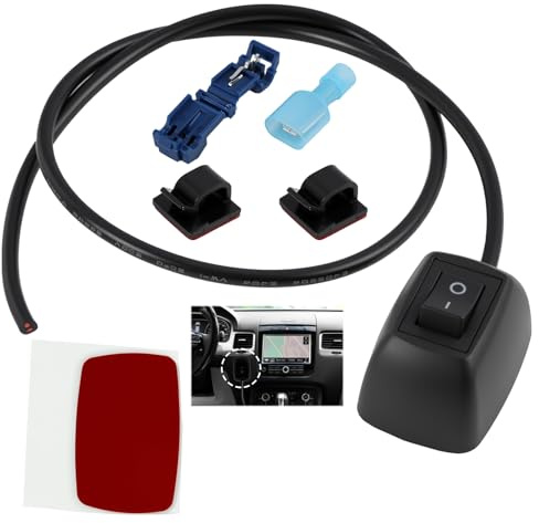 Interruptor de Botón SPST 12V-230V/10A, Interruptor 12v Camper, Botón de Encendido,para Luces de Niebla y Barras de LED, Incluye Cable de 50cm, Fácil Instalación con Cinta Adhesiva Doble Cara
