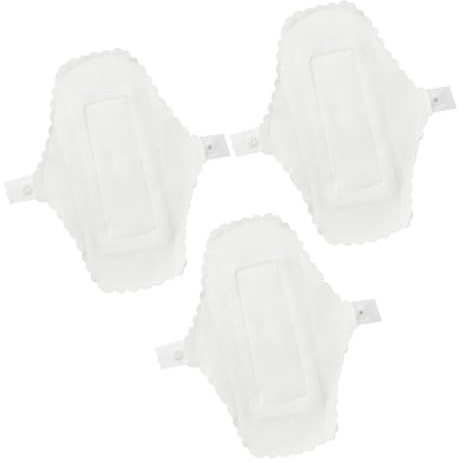 VICASKY Stoffbinden 3 Stück 180mm Weiß Wiederverwendbare Damenbinden Waschbare Menstruationsbinden mit Knopf für Reisen und Alltag