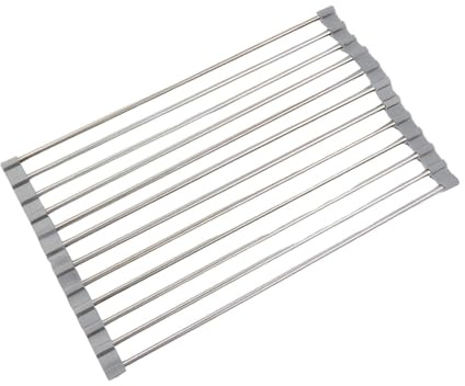SIGANDG Escurridor de Platos Resistente al Calor,Plegable y extraíble | para Secar Frutas Verduras y Platos,Acero inoxidable