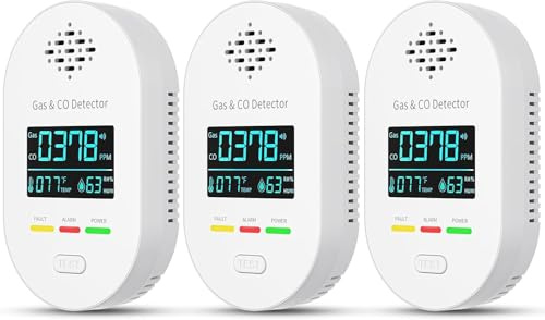 4 in1 Gas- und CO-Melder mit Stecker für Haus, Kohlenmonoxidmelder CO-Warnmelder Zuhause, Gasmelder Brenngaswarnmelder Gasleckmelder für Erdgas LPG Methan Propan Butan (3, Weiß)
