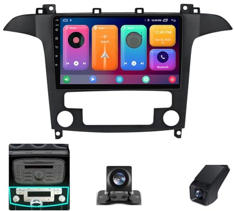 Android 13 Double Din Car Stereo Head unit For Ford S-MAX S MAX 1 2006-2015 9 Inch Touchscreen Bluetooth Car Stereo with FM/DVR+Reverse Camera/Wifi/DSP/Steering Wheel Controls(A,NF-2)