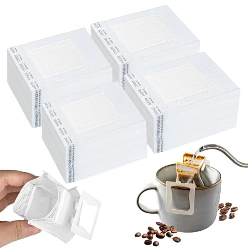 elthmpr Disposable Coffee Filter Bags - 200PCS Portable Coffee Filter Paper 9×7.5cm, Hanging Ear Drip Coffee Filters for Mug, Single Serve Pour Home Travel Office Camping Outdoor