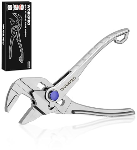 WORKPRO Mini Pliers Wrench, 4-Inch Smooth Jaw Pliers, High-Toughness Alloy Steel Adjustable Wrench Pliers with Smooth Parallel Jaws, Anti-Rust Coating, EDC Pliers for Tight Spaces & Versatile Use