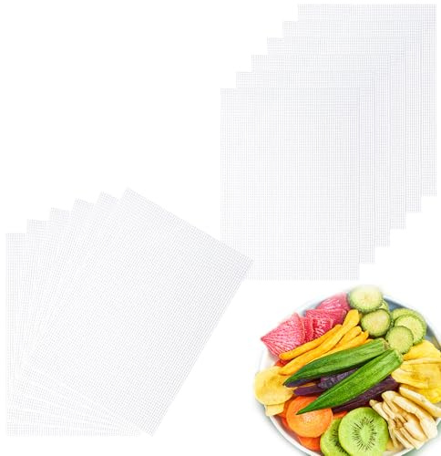 PWGHWG 12 fogli essiccatori per essiccatore, in silicone, 39 x 28 cm | Tappetino antiaderente, riutilizzabile, per essiccatore, bianco, per essiccatore di frutta