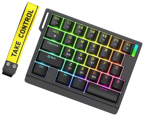 PEPWE Switches Teclado mecánico retroiluminado para juegos con una sola mano para juegos mecánicos portátiles
