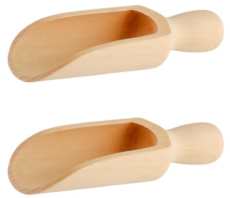 Hopzab 2 PCS Wooden Scoop Set,140mm Natural Wood Scoops for Flour, Coffee, Sugar, Bath Salt, Spices & More – Eco-Friendly Multipurpose Measuring Spoons for Kitchen & Bathroom Use