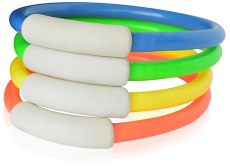 Veemoon Lot de 4 Anneaux de Plongée pour Garçon et Filles, Jouets de Piscine en PVC Flexible, Bouées de Natation Résistantes pour Jeux sous-Marins et Entraînement la Plongée, Usage