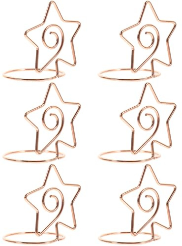 ABOOFAN 6 Stück Metall Kartenhalter Roségold Fotohalter Clip Ständer für Hochzeits Tischnummern Kompakte Metall Notizhalter für Büro Party und Heimdekoration