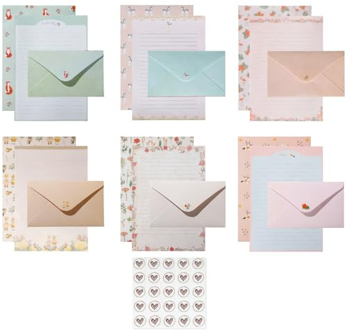 54Pcs Writing Paper and Envelopes Sets, 6 Different Pattern Letter Writing Set, 36 Sheets Letter Writing Paper and 18 Envelopes for Letters, Invitations & Thank You Cards