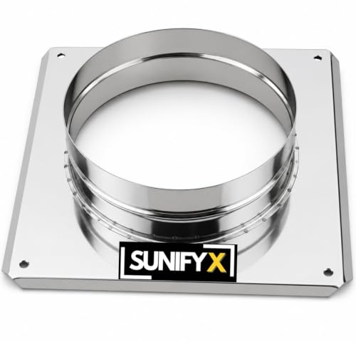 SUNIFY Basplatta i rostfritt stål för kamintillägg och skorsten, kaminplatta, skorstensplatta lämplig för skorstenshuv (DN 150–300 mm) (25 x 25 DN120)