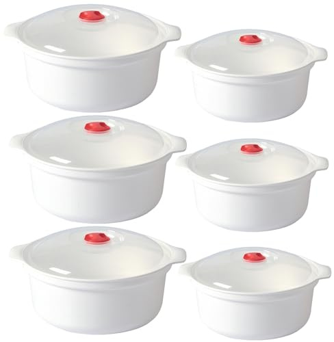 Mikrowellengeschirr mit Deckel Kunststoff Set, 900-1400ml,BPA-freier,6 tlgs | Runde Mikrowellenschüssel - Frischhalte- & Tiefkühlset zum Aufwärmen in Mikrowelle, Gefrierschrank- & Spülmaschinenfest