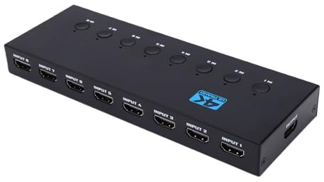 ASHATA HDMI Splitter 1 in 8 Out, 8X1 HDMI 1.4 Switcher Selector med Fjärrkontroll, 4K 30Hz 1080P 3D HD Signal Duplikator för PC Laptop, Plug and Play