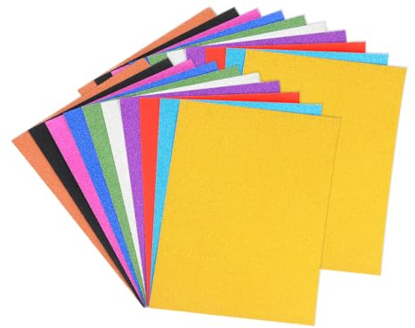 Kellegour 20 pcs Feuilles Papier Pailleté Autocollant pour L'Artisanat,Papier Couleur Brillant,Coloré Glitter Papier A4,pour Création,Fête,Cartes de Vœux,Scrapbooking,Emballage de Cadeaux,DIY,Noël