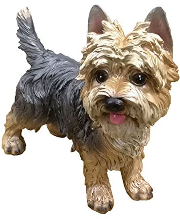 WANLIAN Yorkshire Terrier Statue,handbemalte Figur geeignet für den Innen,und Außenbereich,frostbeständige Yorkie,Hundeskulptur mit aufwendigen Details-Harz,Multi braun,H 20 cm