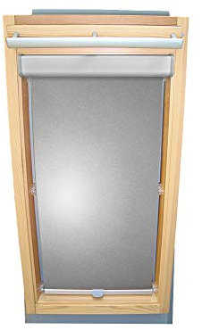 Rollo für VELUX Dachfenster THERMO Alu-Rückseite Abdunkelung Komfort Premium für TYP GGL/GPL/GGU/GPU - SK06 - Farbe Silber-Grau - BLENDE + Haltekrallen - KLICK Montage