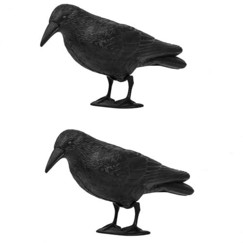 rg-vertrieb Taubenschreck Vogelscheuche Taubenabwehr Vogelabwehr Vogel stehende Krähe Rabe Vogelschreck Realistisches Vogelschreck mit Standfuß & Haken 41cm (2 Stück)