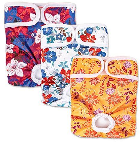 Pet Soft Dog Nappies Female - Washable Female Period Pants for Dogs Pets, Incontinence Reusable Dog Diapers 3Pack