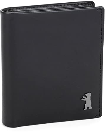 Berliner Bags Premium Geldbörse Rome, Portmonee aus Leder, Geldbeutel mit TÜV-geprüftem RFID-Schutz und Reißverschluss-Münzfach, für Herren - Schwarz