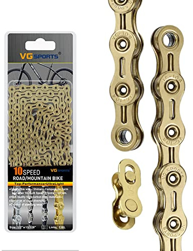 VG SPORTS Cadena de bicicleta de velocidad 6/7/8/9/10/11, cadena ligera de media hueca para MTB y carretera, 1/2 × 11/128 pulgadas, 116 enlaces