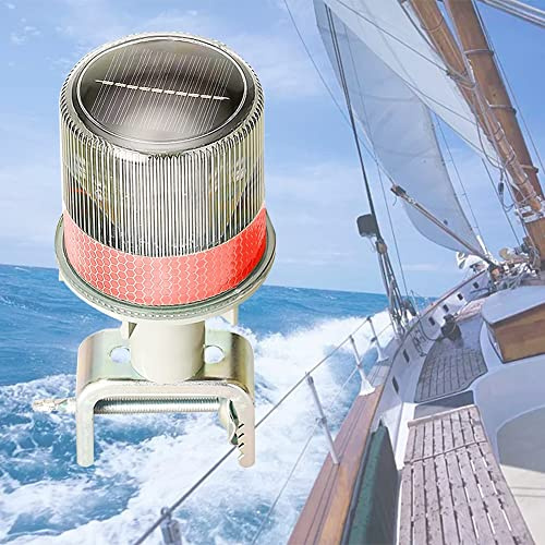 Båtnavigeringsljus, Solar Power Beacon Light Med Löstagbart Stativ, Flera Färger Och Modell, IP65 Vattentät Design för Fartyg, Vägar, Vattenvägar, Byggarbetsplatser (Color : Red)