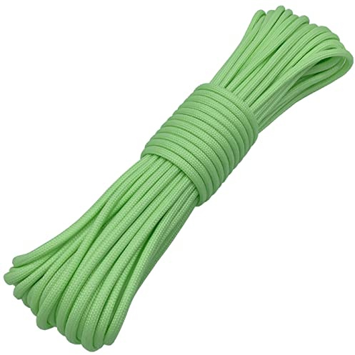 aufodara paracordsnören 4 mm självlysande lysande i det mörka repet paracord parachute rep 9 kärntrådar gör-det-själv handgjorda vävda för armband nyckelring hänge tältrep (15 meter, ljusgrön)