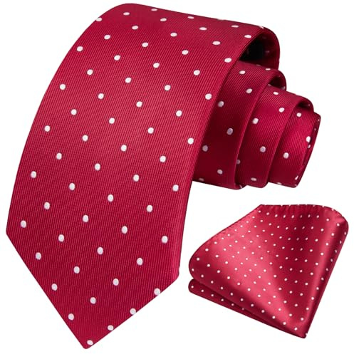 HISDERN Krawatte für Herren mit Einstecktuch Dot Krawatten Hochzeit Klassisch Business Krawatte Gepunktete und Taschentuch Set