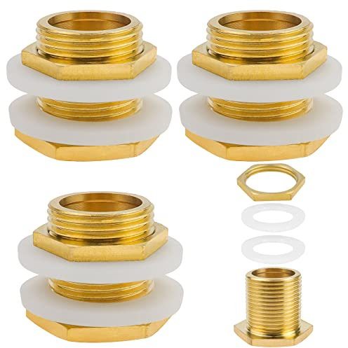 GZhaizhuan 3 passacavi per serbatoio in ottone, 3/4 pollici, per rubinetti, serbatoio dell'acqua piovana e serbatoi d'acqua